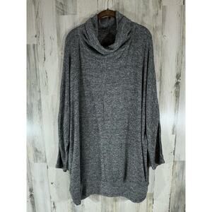 Lane Bryant Sweater Size 26 28 Heather Gray Silver Metallic‎ Cowl Neck Rouching
